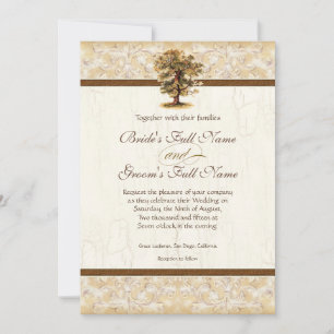 Invitación Boda De Pergamino Anticuado De Raíces De Árbol De