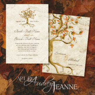 Invitación Boda De Pergamino Anticuado De Raíces De Árbol De 