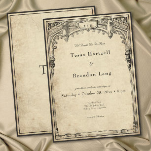 Invitación Boda de Pergamino de Borde Medieval Gótico Antiguo