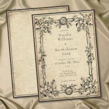 Boda de pergamino de hiedra medieval gótica vintag