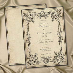 Invitación Boda de pergamino de hiedra medieval gótica vintag
