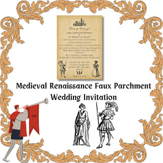 Invitación Boda de pergamino de imitación renacentista mediev
