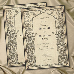 Invitación Boda de pergamino de viña gótica medieval vintage