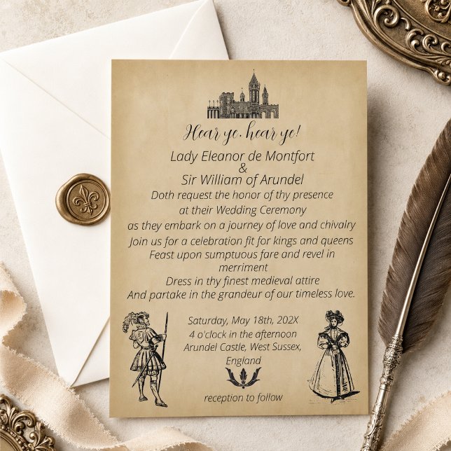 Invitación Boda de pergamino falso renacentista medieval (Subido por el creador)