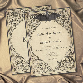 Invitación Boda de pergamino negro hasta la muerte vintage