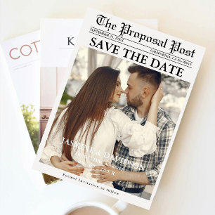 Invitación Boda de periódico de escritura minimalista guardar
