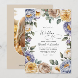 Invitación Boda de Periwinkle Suave, Crema de Mantequilla y G