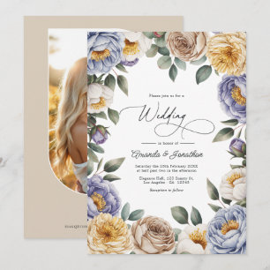 Invitación Boda de Periwinkle Suave, Crema de Mantequilla y G