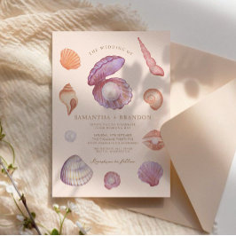 Invitación Boda de perlas acuarelas de verano del Océano