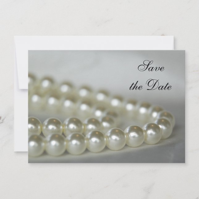 Invitación Boda de Perlas Blancas Salva la Fecha (Anverso)