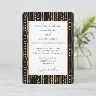 Invitación Boda de perlas blancas y oro negro