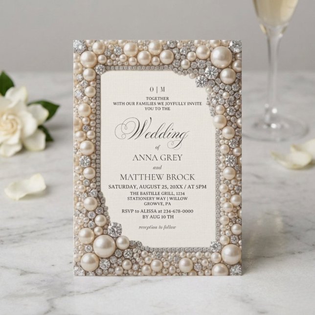 Invitación Boda de Perlas Elegantes (Subido por el creador)