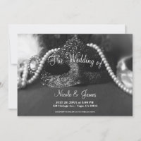 Boda de Perlas Máscara de Mascarada Negra y Blanca