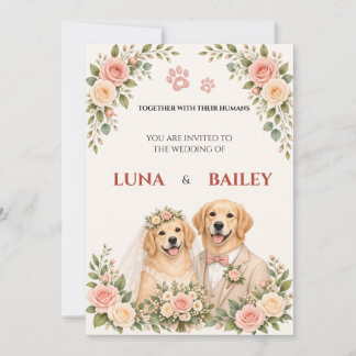 Invitación Boda de perro floral Retriever dorado lindo