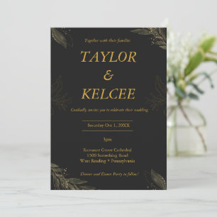 Invitación Boda de PERSONALIZABLE Black Gold Luxury