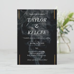 Invitación Boda de PERSONALIZABLE de oro de humo negro