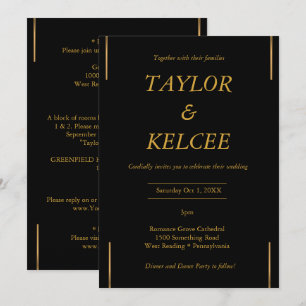 Invitación Boda de PERSONALIZABLE de oro negro