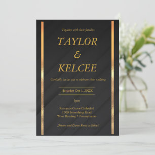 Invitación Boda de PERSONALIZABLE de oro negro