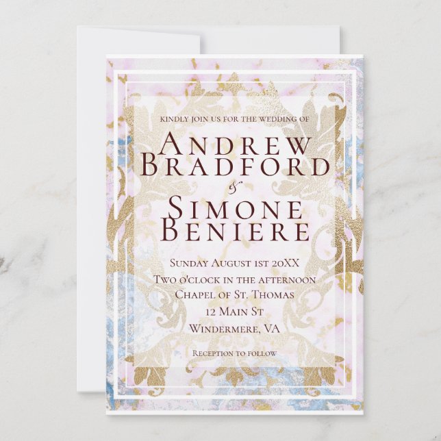 Invitación Boda de Personalizable de Rococo (Anverso)