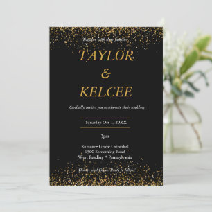 Invitación Boda de PERSONALIZABLE elegante negro y dorado