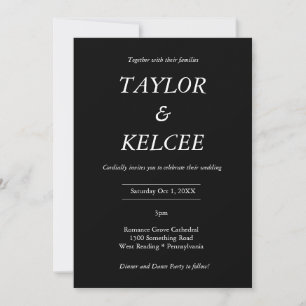 Invitación Boda de PERSONALIZABLE negro Premier