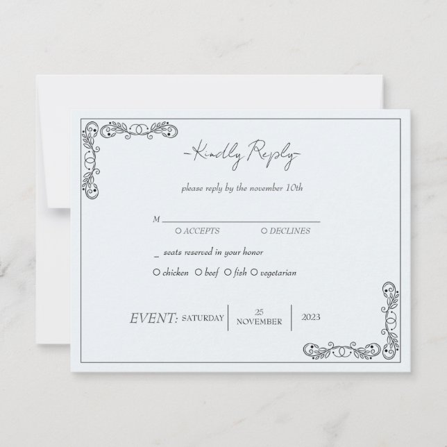 Invitación Boda de Personalizable "Noviembre Elegancia" RSVP (Anverso)