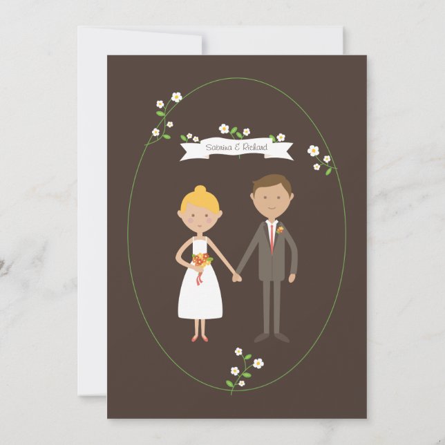 Invitación Boda de personalizado de la pareja (Blonde & Brune (Reverso)