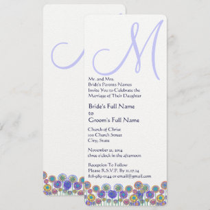 Invitación Boda de perwinkle de lavadora monograma