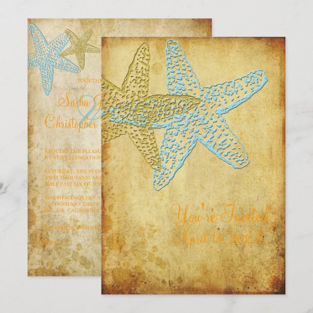INVITACIÓN BODA DE PESCADO/PLAYA (Anverso / Reverso)