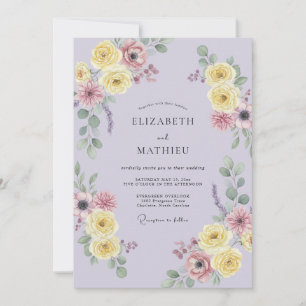 Invitación Boda de Pétalo Amarillo Lila Suave