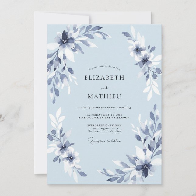Invitación Boda de Pétalo Azul (Anverso)