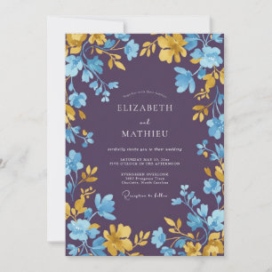 Invitación Boda de Pétalo Azul Ciruela