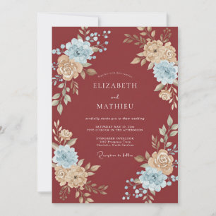 Invitación Boda de Pétalo Azul Ladrillo