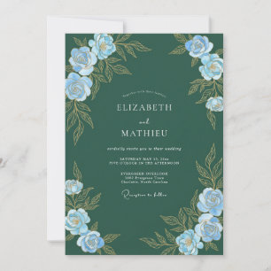 Invitación Boda de Pétalo Azul Perenne
