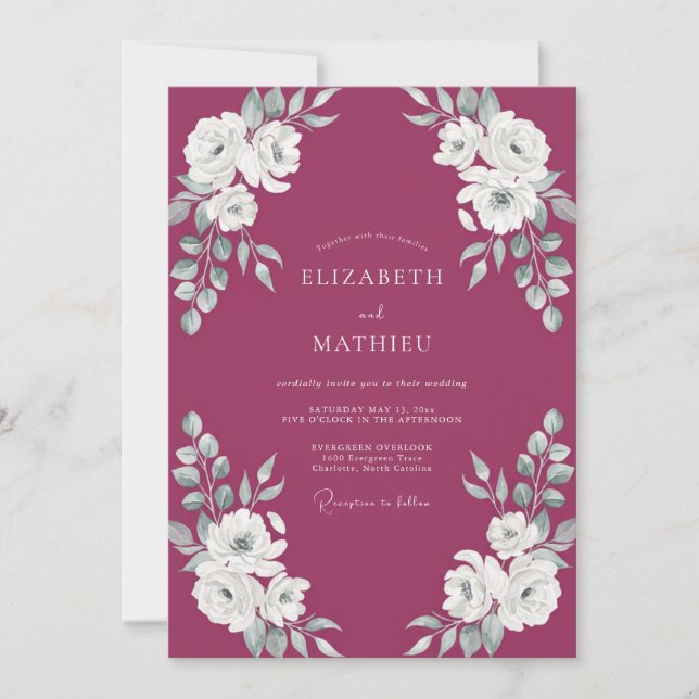 Invitación Boda de Pétalo Blanco de Morera (Anverso)