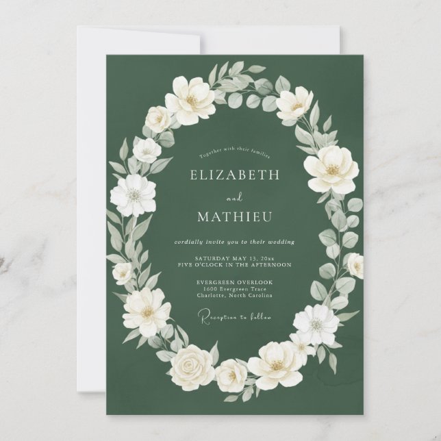 Invitación Boda de Pétalo Blanco del Bosque (Anverso)