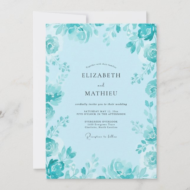 Invitación Boda de Pétalo Cian (Anverso)