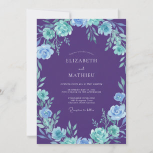 Invitación Boda de Pétalo Cian Violeta Botánico