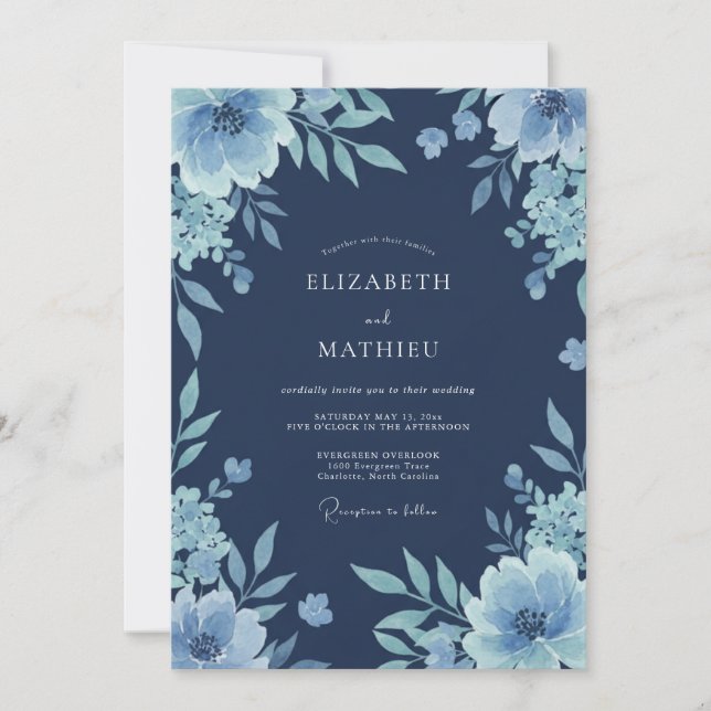 Invitación Boda de Pétalo de Acinillo de Acero (Anverso)