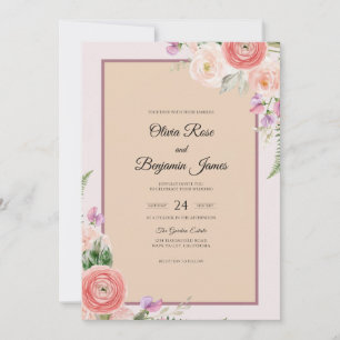 Invitación Boda de Pétalo de Acuarela Coral Melocotón