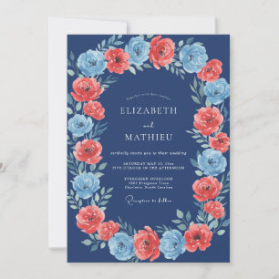 Invitación Boda de Pétalo de Coral Cálido de Medianoche