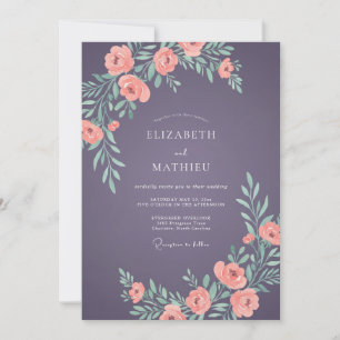 Invitación Boda de Pétalo de Coral Gris Muted
