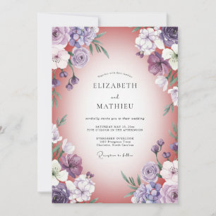 Invitación Boda de Pétalo de Coral Lila