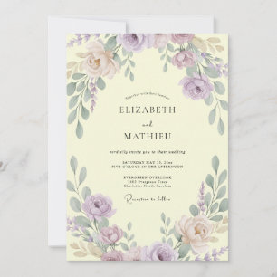 Invitación Boda de Pétalo de Lila Suave Amarillo Pálido