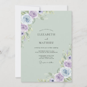 Invitación Boda de Pétalo de Lila Suave Menta