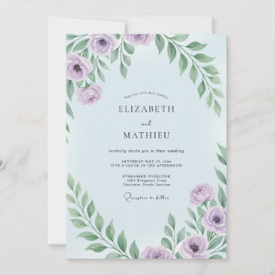 Invitación Boda de Pétalo de Menta Lila Polvoriento