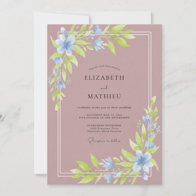 Invitación Boda de Pétalo de Periwinkle Mauve Suave (Anverso)
