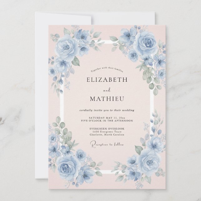 Invitación Boda de Pétalo de Perla de Aciano (Anverso)