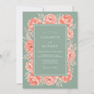 Invitación Boda de Pétalo de Pizarra Coral