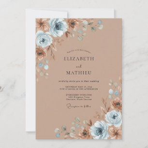 Invitación Boda de Pétalo de Plata Taupe Antiguo